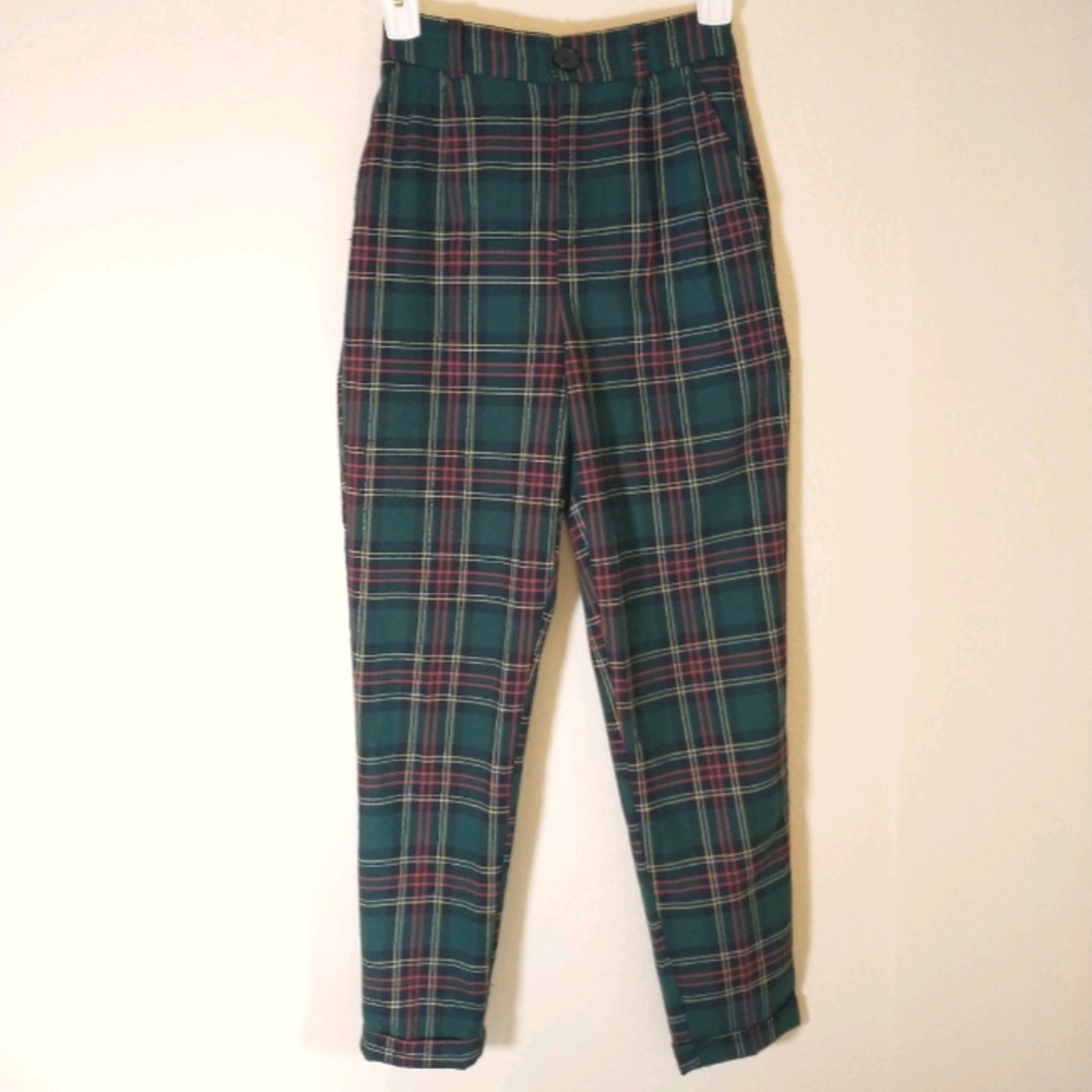 Bershka Plaid Tapered Pants